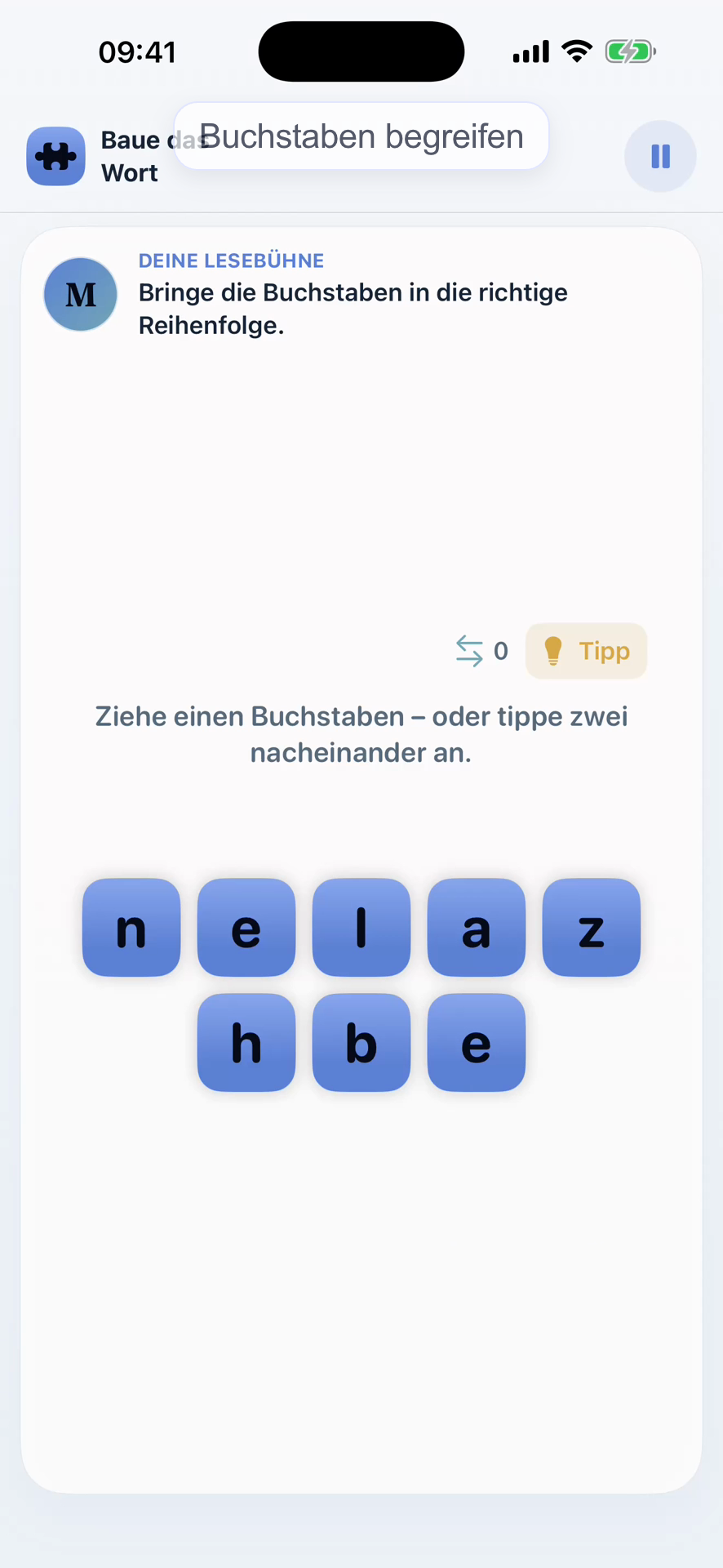 Buchstaben-Puzzle in Besser Lesen