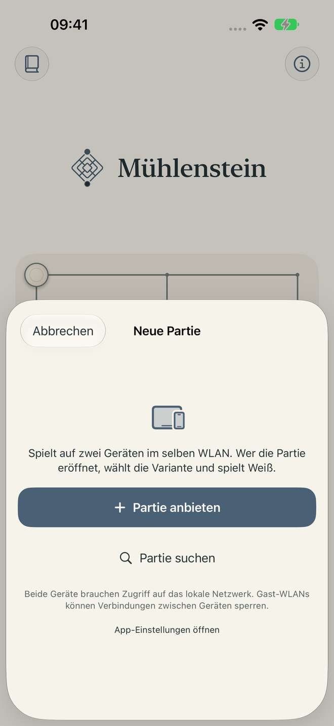 Im selben WLAN eine Partie anbieten oder suchen