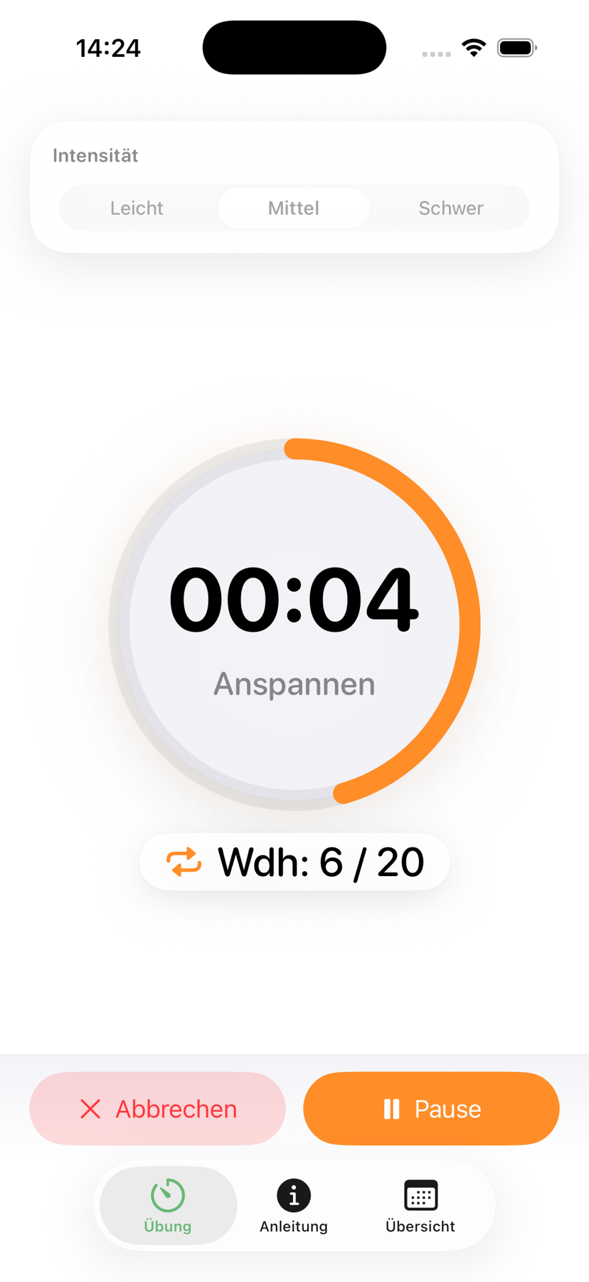 Geführtes Beckenbodentraining mit visuellem Timer